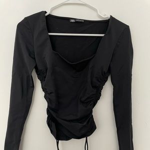 ZARA Ruched Side-Tie Top